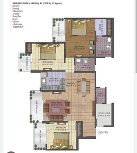 3 BHK Flat for rent in Noida Extension, Greater Noida - 1530 Sqft