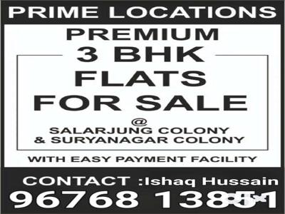 Flats for sale 3bhk at Tolichowki Salarjang colony near masjid