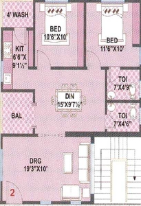 2 BHK Residential Apartment 1009 Sq.ft. for Sale in Adikmet, Hyderabad