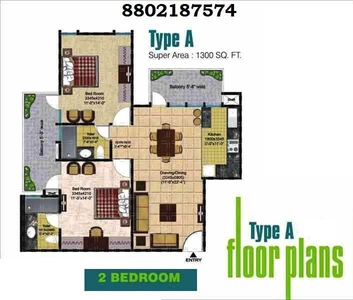 2 BHK Apartment 1300 Sq.ft. for Sale in