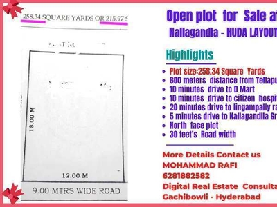 Residential Plot 258 Sq. Yards for Sale in Nallagandla, Hyderabad