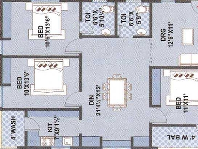 3 BHK Residential Apartment 1322 Sq.ft. for Sale in Adikmet, Hyderabad