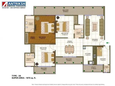 3 BHK Apartment 1870 Sq.ft. for Sale in