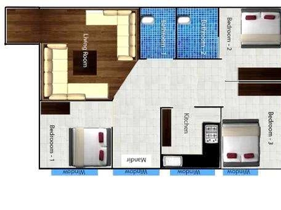 3 BHK Apartment 950 Sq.ft. for Sale in Palsikar Colony, Indore