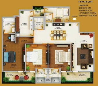 4 BHK Apartment 1990 Sq.ft. for Sale in