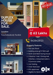 Duplex House for sale at Keezhakasakudy, Karaikal