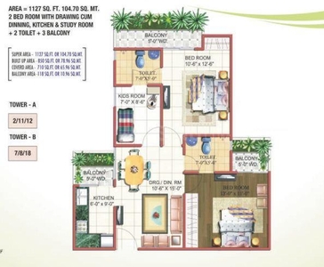 2 BHK Flat for rent in Noida Extension, Greater Noida - 1127 Sqft