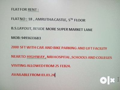 Flat No 18 for Rent