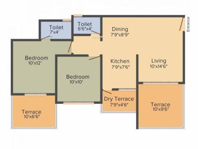 1037 sq ft 2 BHK 2T West facing Apartment for sale at Rs 62.00 lacs in Tulip Purple 9th floor in Tathawade, Pune