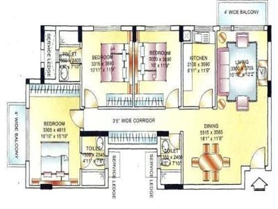 1443 sq ft 3 BHK 3T Apartment for rent in DLF Ridgewood Estate at Sector 27, Gurgaon by Agent Jagdish Estate