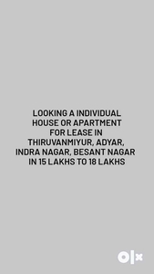 I'm currently looking for lease property around thiruvanmiyur, Adyar.