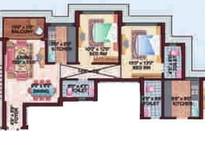 1065 sq ft 2 BHK 2T South facing Apartment for sale at Rs 100.00 lacs in Ideal Lake View 12th floor in Topsia, Kolkata