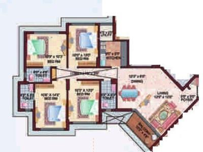 1785 sq ft 4 BHK 3T South facing Apartment for sale at Rs 1.80 crore in Ideal Lake View 12th floor in Topsia, Kolkata