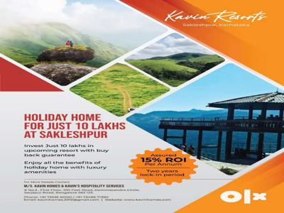 Enjoy Holiday Home for just 10 lakhs. Get 13 lakhs, 15% ROI per annum