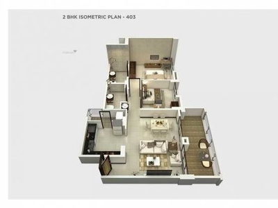 1053 sq ft 2 BHK 2T North facing Apartment for sale at Rs 1.10 crore in Kakkad La Vida 10th floor in Balewadi, Pune