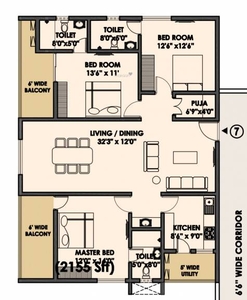 2145 sq ft 3 BHK 3T Apartment for sale at Rs 75.00 lacs in Project in Kollur, Hyderabad