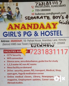 Sharing, triple, double, private,AC,non AC rooms with Mess facility