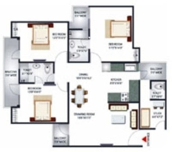 1577 sq ft 3 BHK 3T West facing Apartment for sale at Rs 1.05 crore in Gaursons Grandeur 2 5th floor in Sector 119, Noida