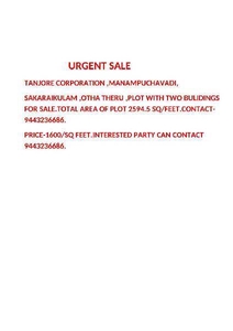 1 RK House 2593 Sq.ft. for Sale in Maharnonbu Chavadi, Thanjavur