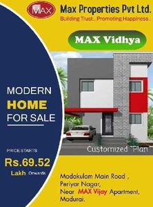 2 BHK House & Villa 1107 Sq.ft. for Sale in Madakulam, Madurai