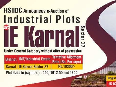 Industrial Land 1800 Sq. Meter for Sale in Sector 37, Karnal