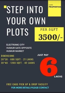Residential Plot 600 Sq.ft. for Sale in Huskur, Bangalore