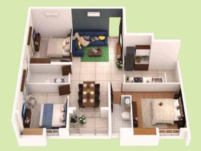 1382 sq ft 3 BHK 3T Apartment for sale at Rs 64.29 lacs in Oswal Orchard Avaasa 1th floor in Rajarhat, Kolkata