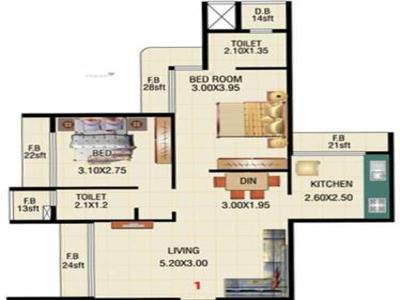 1120 sq ft 2 BHK 2T East facing Apartment for sale at Rs 92.00 lacs in Bhoomi Homes Maple Hills 9th floor in Kharghar, Mumbai