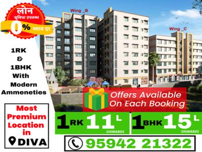 500 sq ft 1 BHK 1T East facing Apartment for sale at Rs 15.00 lacs in Skyway Radha Krishna Arcade 1th floor in Diva, Mumbai