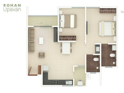 1050 sq ft 2 BHK 2T Under Construction property Apartment for sale at Rs 67.02 lacs in Rohan Upavan Phase 3 in Narayanapura on Hennur Main Road, Bangalore