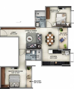 1174 sq ft 2 BHK 2T Under Construction property Apartment for sale at Rs 99.67 lacs in Sattva Sattva Signet 12th floor in Kasavanahalli, Bangalore