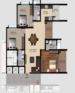 1500 sq ft 3 BHK 3T Apartment for sale at Rs 1.10 crore in Vaishnavi Oasis 13th floor in JP Nagar Phase 9, Bangalore