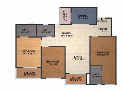 1800 sq ft 3 BHK 3T Apartment for sale at Rs 1.11 crore in Brigade Omega 1th floor in Subramanyapura, Bangalore