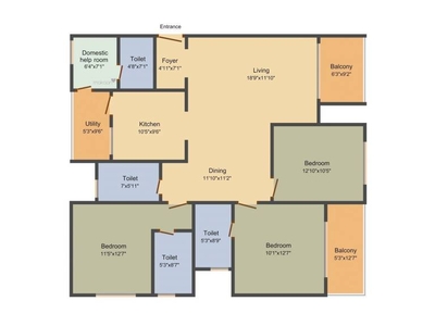 1934 sq ft 3 BHK 3T Apartment for sale at Rs 1.22 crore in Sobha Palm Court 17th floor in Kogilu, Bangalore