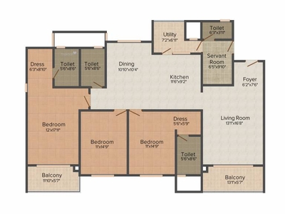 2290 sq ft 3 BHK 3T Completed property Apartment for sale at Rs 1.83 crore in Vaswani Exquisite 14th floor in Whitefield Hope Farm Junction, Bangalore