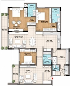 2703 sq ft 3 BHK 3T Completed property Apartment for sale at Rs 1.61 crore in Vajram Tiara 3th floor in Yelahanka, Bangalore