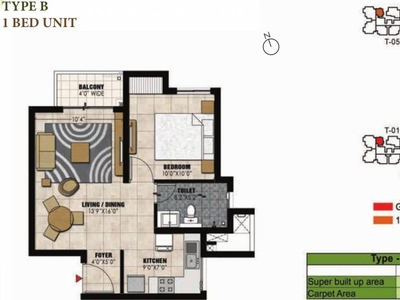 664 sq ft 1 BHK 1T Under Construction property Apartment for sale at Rs 40.50 lacs in Prestige Willow Tree in Vidyaranyapura, Bangalore