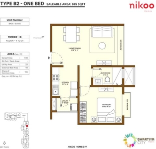 675 sq ft 1 BHK 1T Launch property Apartment for sale at Rs 34.63 lacs in Bhartiya Nikoo Home 4 in Thanisandra, Bangalore