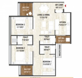 1278 sq ft 3 BHK 3T Apartment for sale at Rs 1.01 crore in Rahul Aston in Hinjewadi, Pune