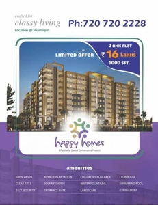 1080 sq ft 2 BHK 2T East facing Apartment for sale at Rs 16.00 lacs in Project in Shamirpet, Hyderabad