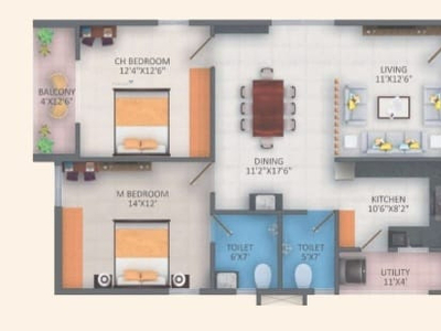 1210 sq ft 2 BHK 2T South facing Apartment for sale at Rs 52.03 lacs in Signature Fortius in Isnapur, Hyderabad