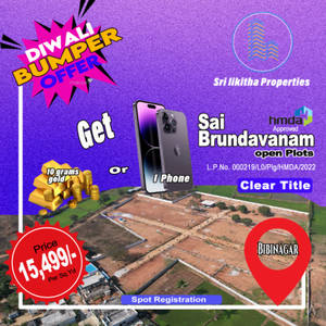 1440 sq ft West facing Plot for sale at Rs 24.80 lacs in Project in Bibinagar, Hyderabad