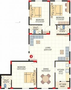 1550 sq ft 3 BHK 3T Apartment for sale at Rs 63.50 lacs in Cecon Manor in Nallagandla Gachibowli, Hyderabad