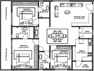 1618 sq ft 3 BHK 3T Apartment for sale at Rs 76.00 lacs in Laqshya IT Heights 5th floor in Manikonda, Hyderabad