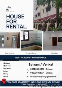 2 BHK rent Apartment in Iyyappanthangal, Chennai