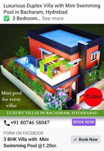 2200 sq ft 3 BHK 3T East facing Villa for sale at Rs 1.50 crore in Sri Jagathswapna Spanesta Villa in Bacharam, Hyderabad