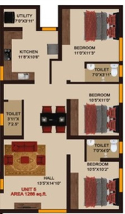3 BHK Residential Apartment 1266 Sq.ft. for Sale in Gundur, Tiruchirappalli