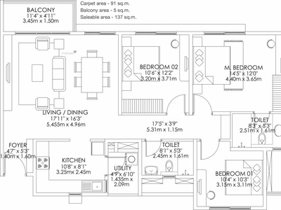 1477 sq ft 3 BHK 3T Under Construction property Apartment for sale at Rs 1.06 crore in Godrej Aqua in Bagaluru Near Yelahanka, Bangalore