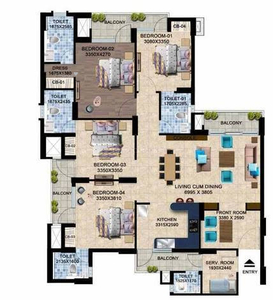 2075 sq ft 4 BHK 4T Apartment for sale at Rs 1.55 crore in Sikka Kaamna Greens in Sector 143, Noida