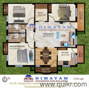 3 BHK 1350 Sq. ft Apartment for Sale in Kolathur, Chennai